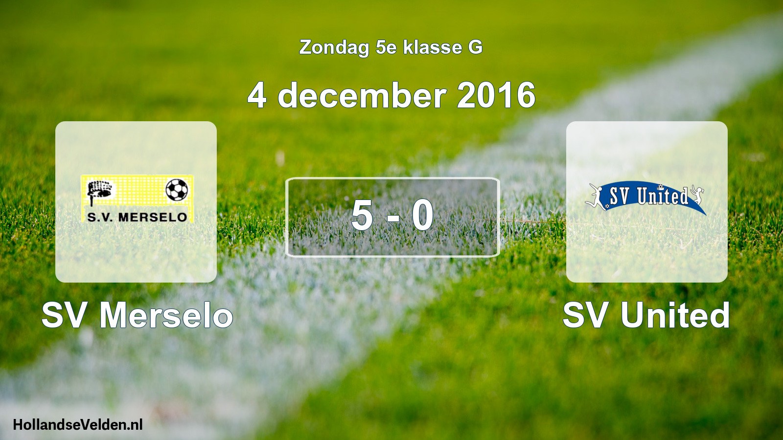 Gespeelde wedstrijd: SV Merselo - SV United 5 - 0 (4 december 2016)