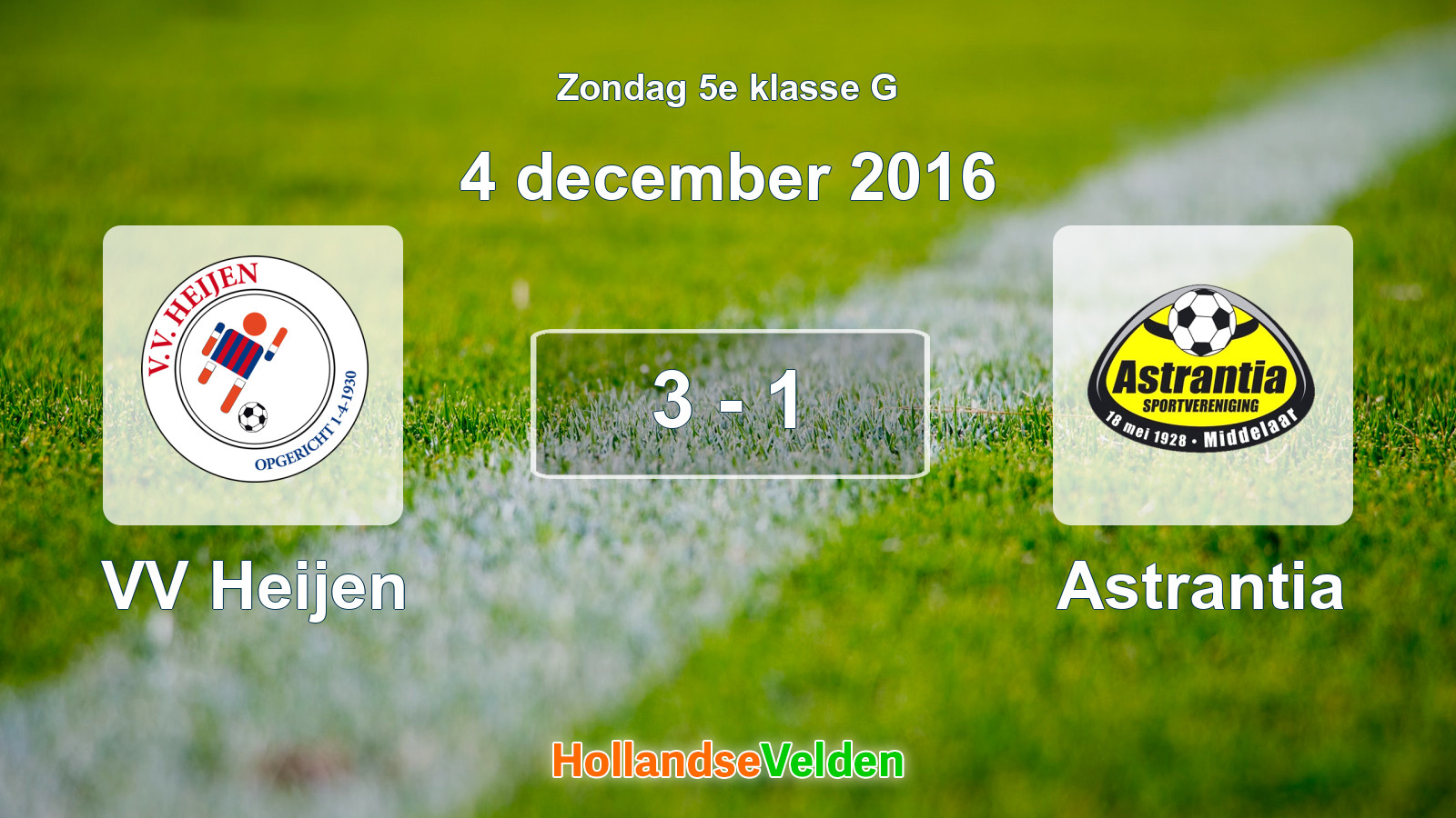 Gespeelde wedstrijd: VV Heijen - Astrantia 3 - 1 (4 december 2016)