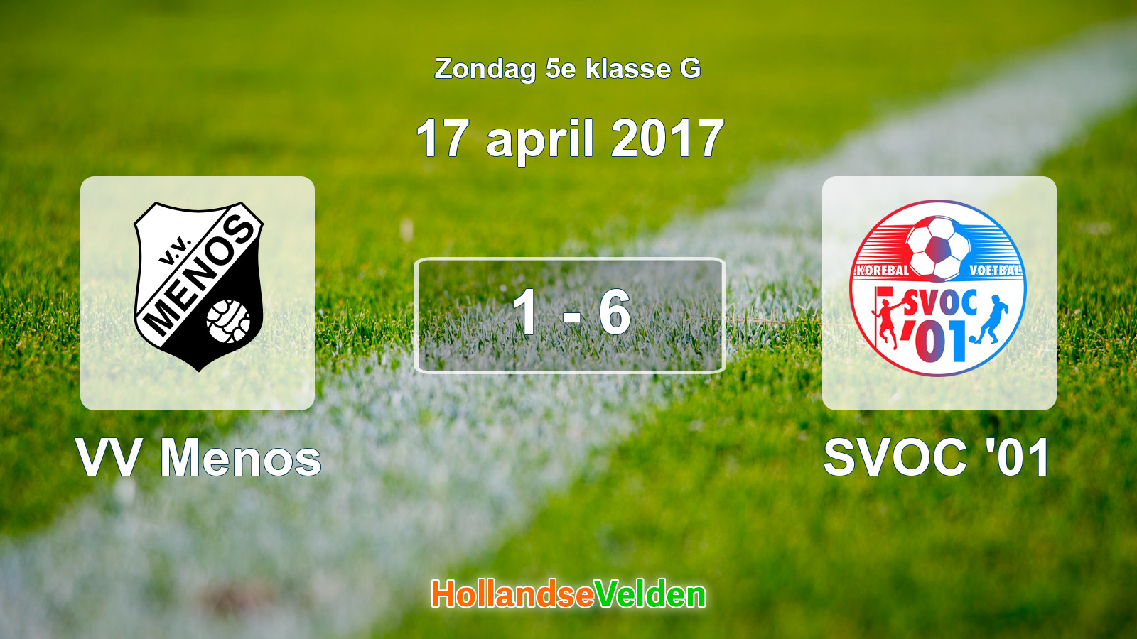 Gespeelde wedstrijd: VV Menos - SVOC '01 1 - 6 (17 april 2017)