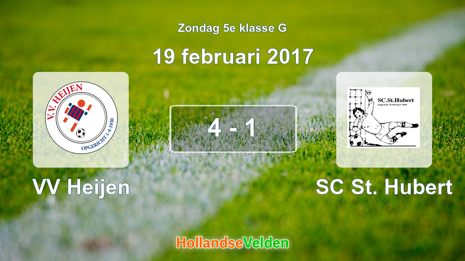 Gespeelde wedstrijd: VV Heijen - SC St. Hubert 4 - 1 (19 februari 2017)