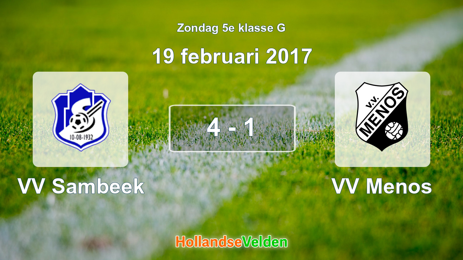 Gespeelde wedstrijd: VV Sambeek - VV Menos 4 - 1 (19 februari 2017)
