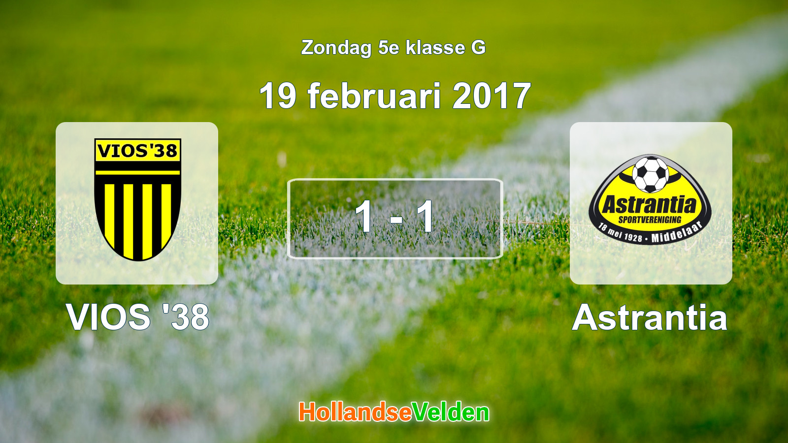 Gespeelde wedstrijd: VIOS '38 - Astrantia 1 - 1 (19 februari 2017)