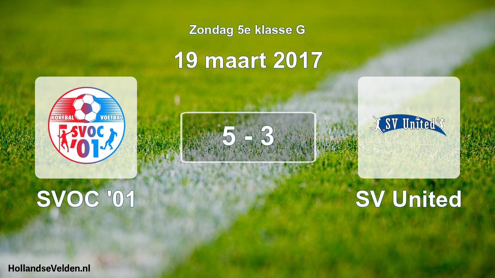 Gespeelde wedstrijd: SVOC '01 - SV United 5 - 3 (19 maart 2017)