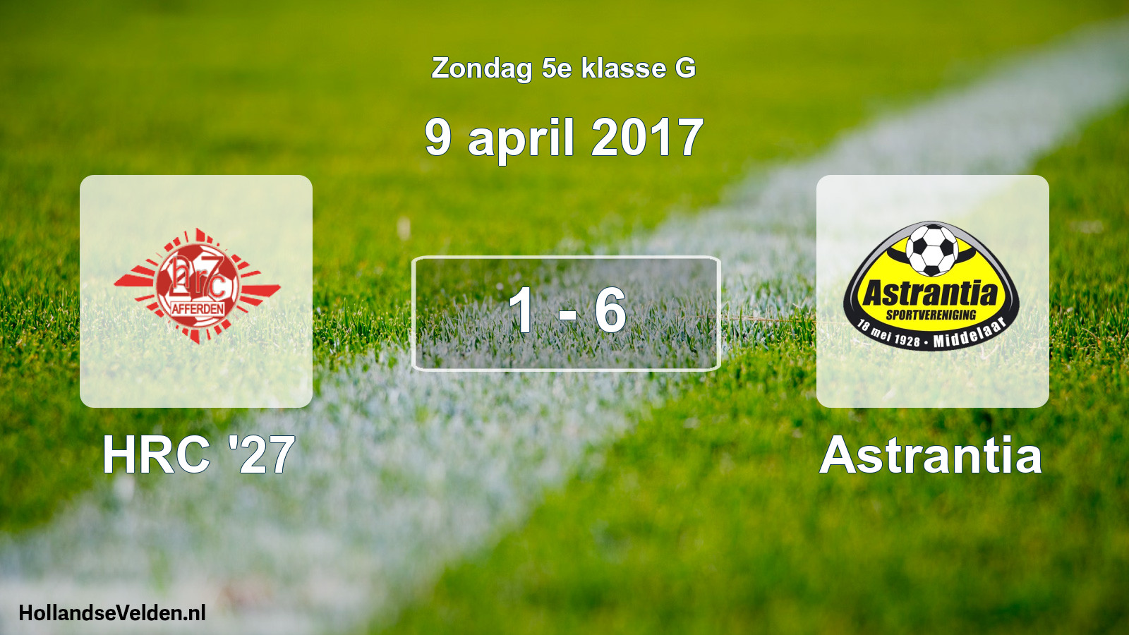 Gespeelde wedstrijd: HRC '27 - Astrantia 1 - 6 (9 april 2017)