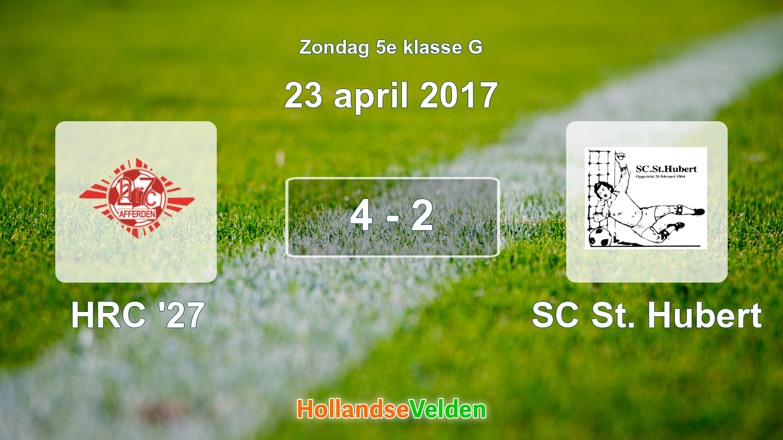 Gespeelde wedstrijd: HRC '27 - SC St. Hubert 4 - 2 (23 april 2017)