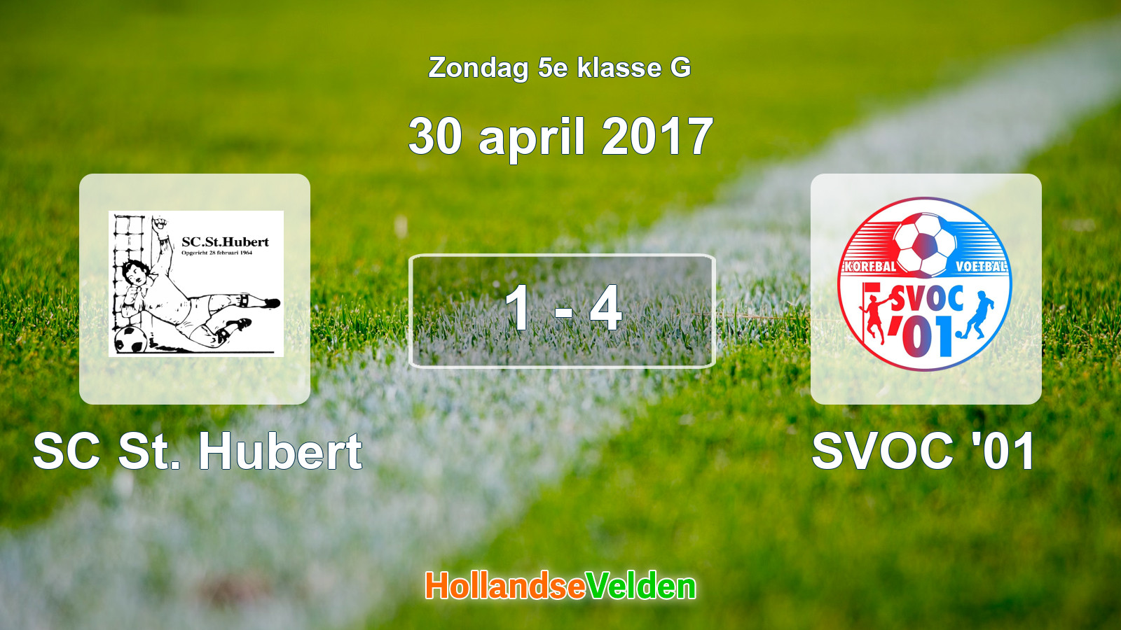 Gespeelde wedstrijd: SC St. Hubert - SVOC '01 1 - 4 (30 april 2017)