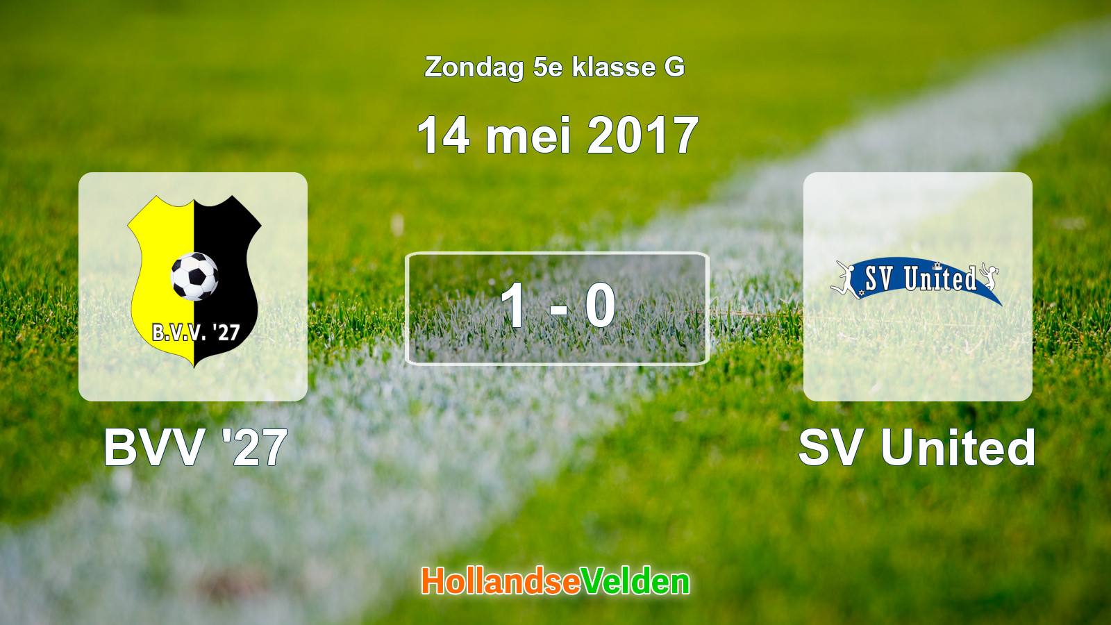 Gespeelde wedstrijd: BVV '27 - SV United 1 - 0 (14 mei 2017)