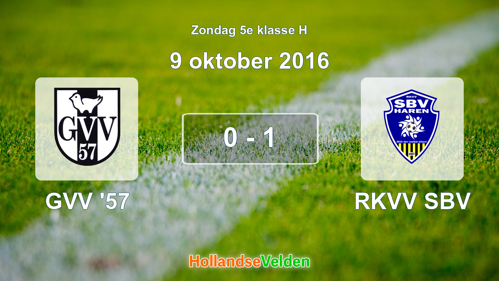 Gespeelde wedstrijd: GVV '57 - RKVV SBV 0 - 1 (9 oktober 2016)