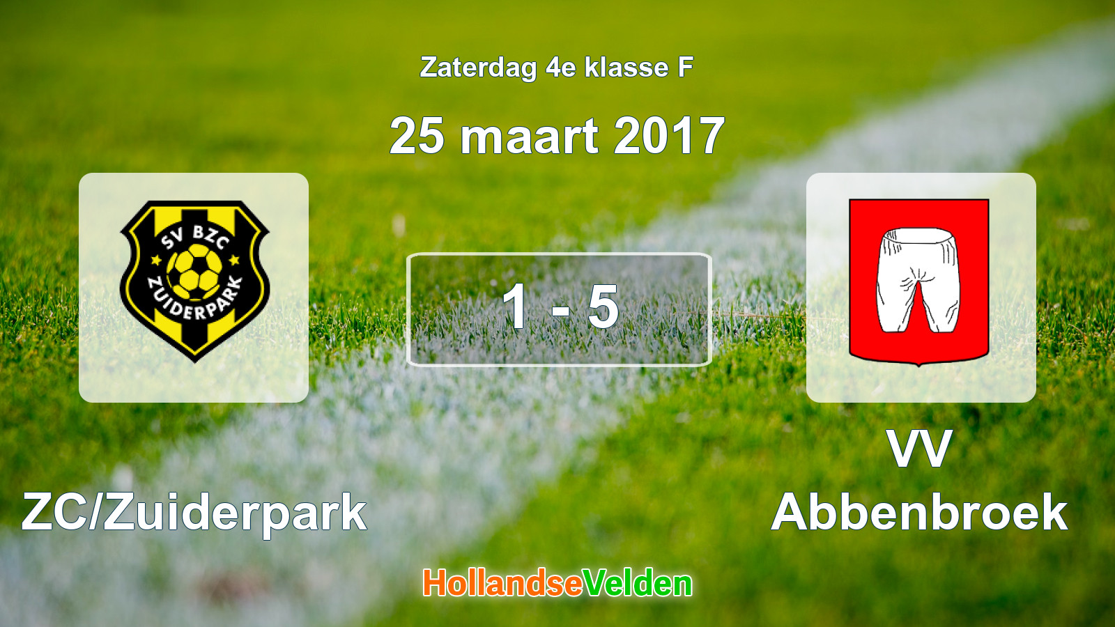 Gespeelde wedstrijd: BZC/Zuiderpark - VV Abbenbroek 1 - 5 (25 maart 2017)