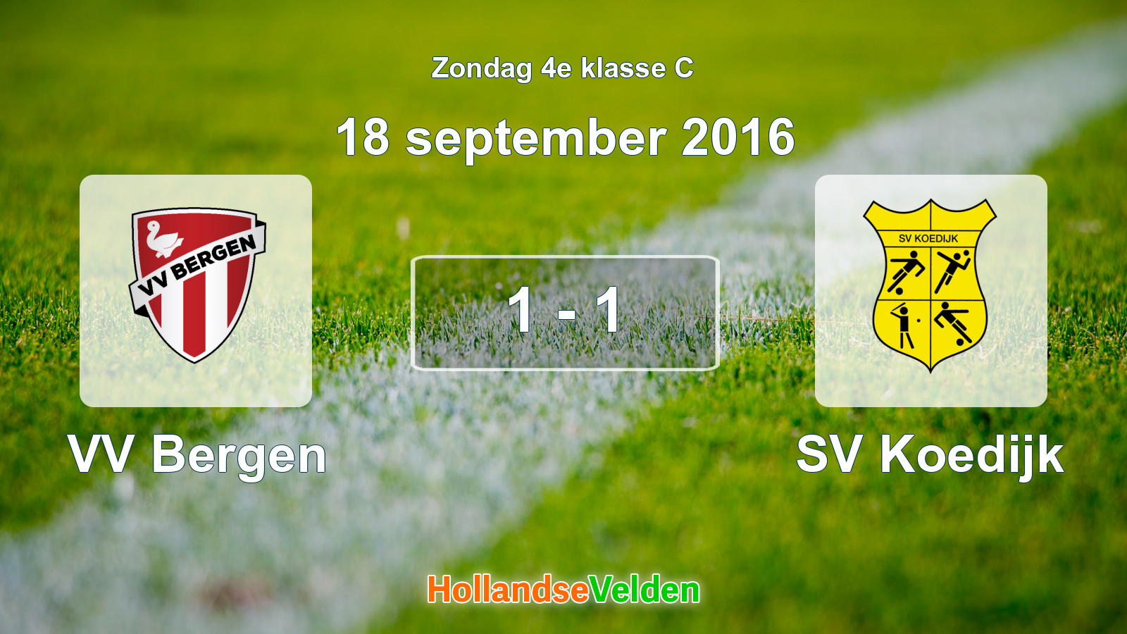 Gespeelde wedstrijd: VV Bergen - SV Koedijk 1 - 1 (18 september 2016)