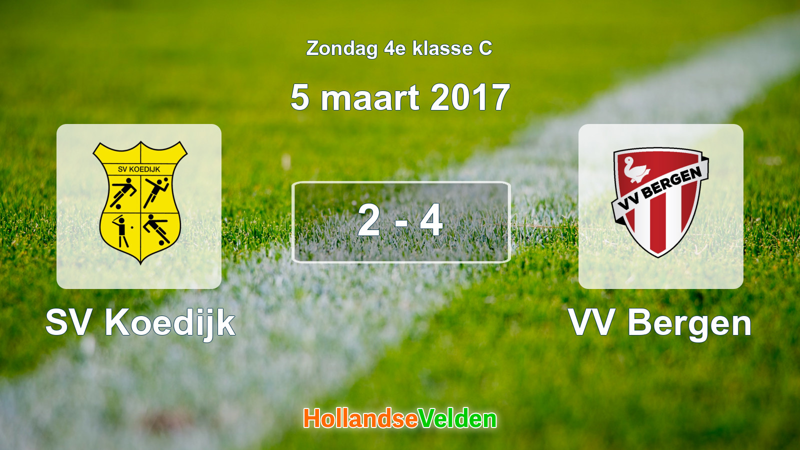Gespeelde wedstrijd: SV Koedijk - VV Bergen 2 - 4 (5 maart 2017)