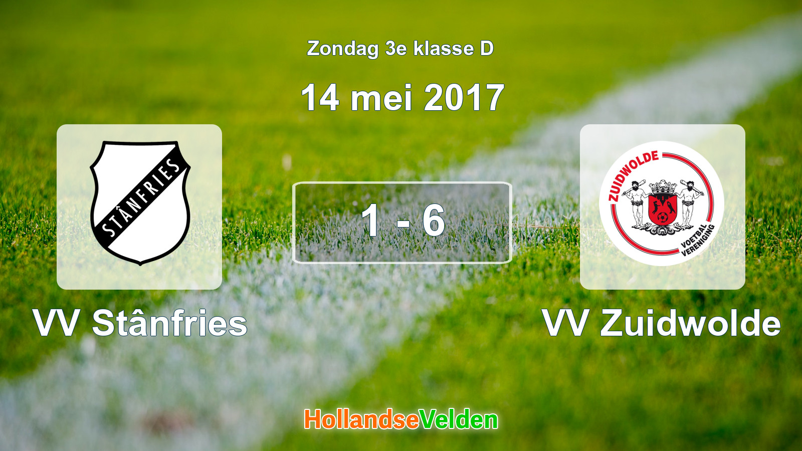 Gespeelde wedstrijd: VV Stânfries - VV Zuidwolde 1 - 6 (14 mei 2017)