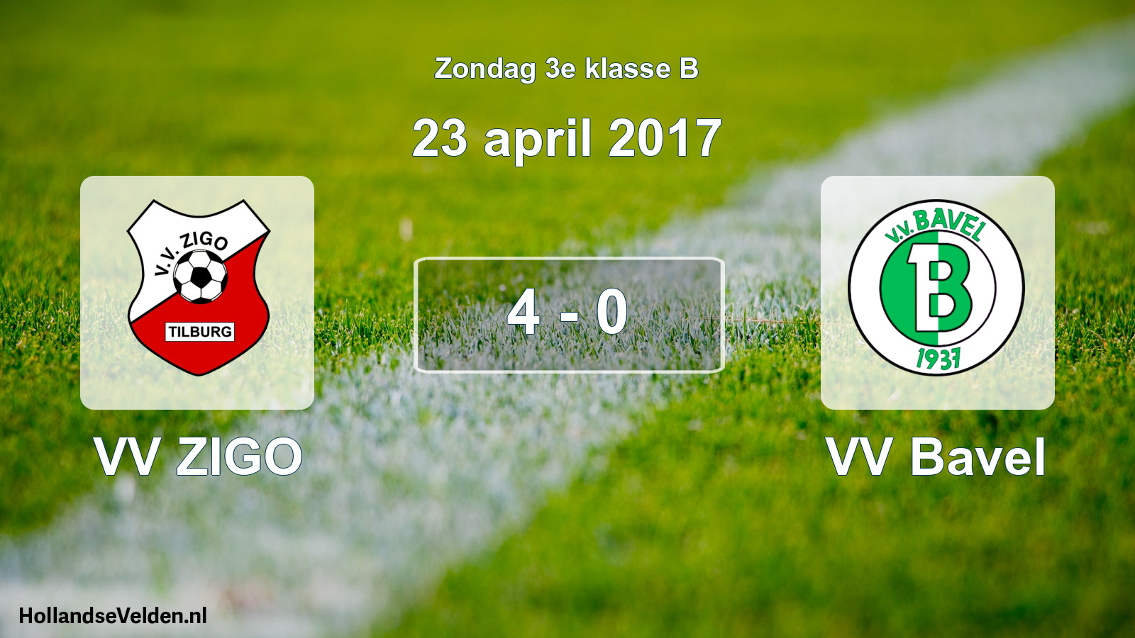 Gespeelde wedstrijd: VV ZIGO - VV Bavel 4 - 0 (23 april 2017)
