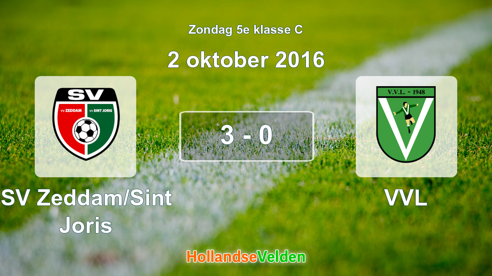 Gespeelde wedstrijd: SV Zeddam/Sint Joris - VVL 3 - 0 (2 oktober 2016)