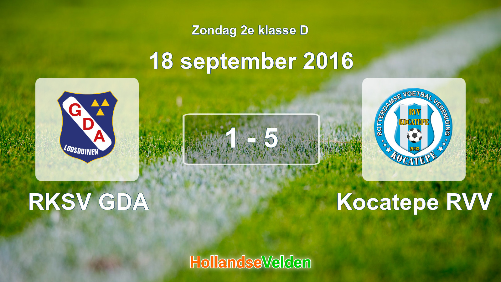Gespeelde wedstrijd: RKSV GDA - Kocatepe RVV 1 - 5 (18 september 2016)