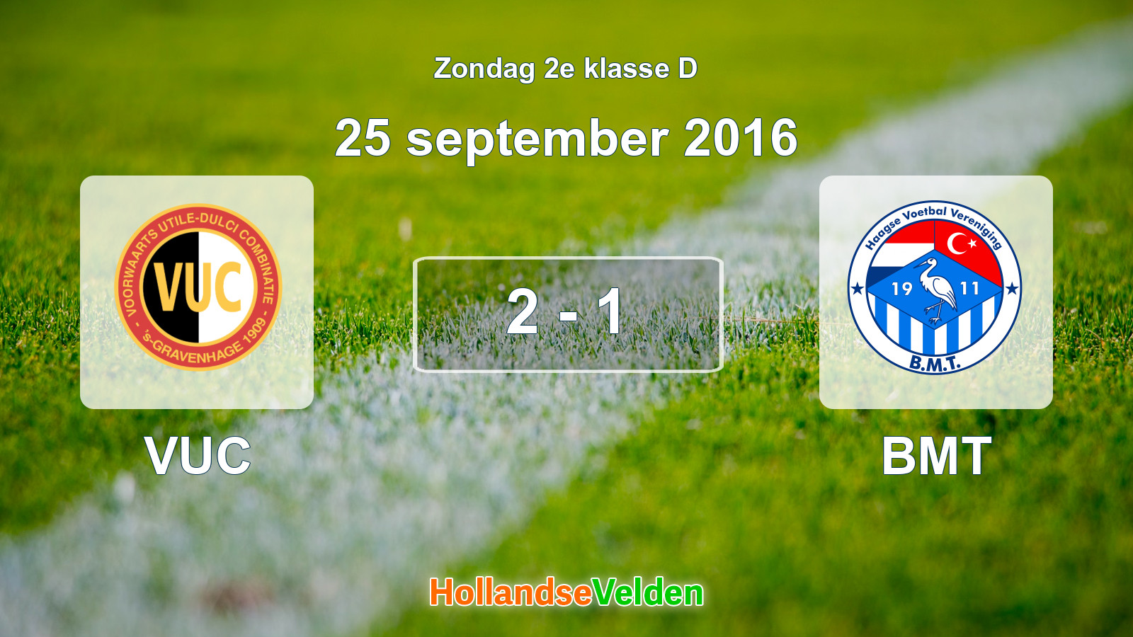 Gespeelde wedstrijd: VUC - BMT 2 - 1 (25 september 2016)
