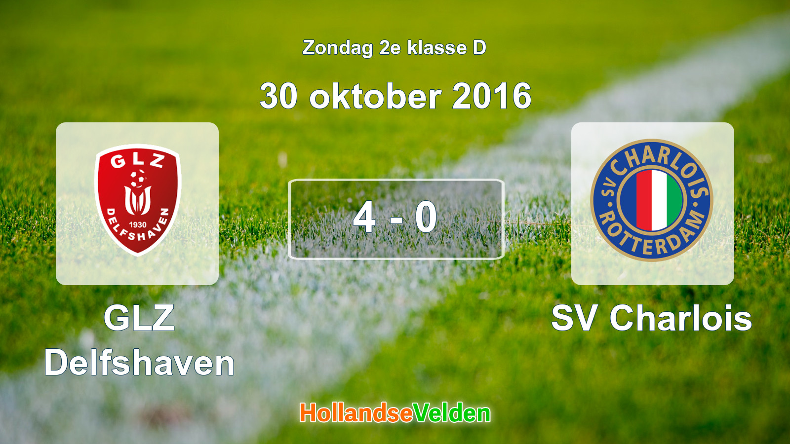 Gespeelde wedstrijd: GLZ Delfshaven - SV Charlois 4 - 0 (30 oktober 2016)