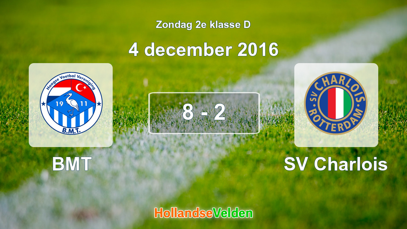 Gespeelde wedstrijd: BMT - SV Charlois 8 - 2 (4 december 2016)