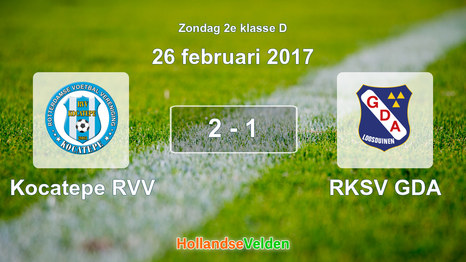 Gespeelde wedstrijd: Kocatepe RVV - RKSV GDA 2 - 1 (26 februari 2017)