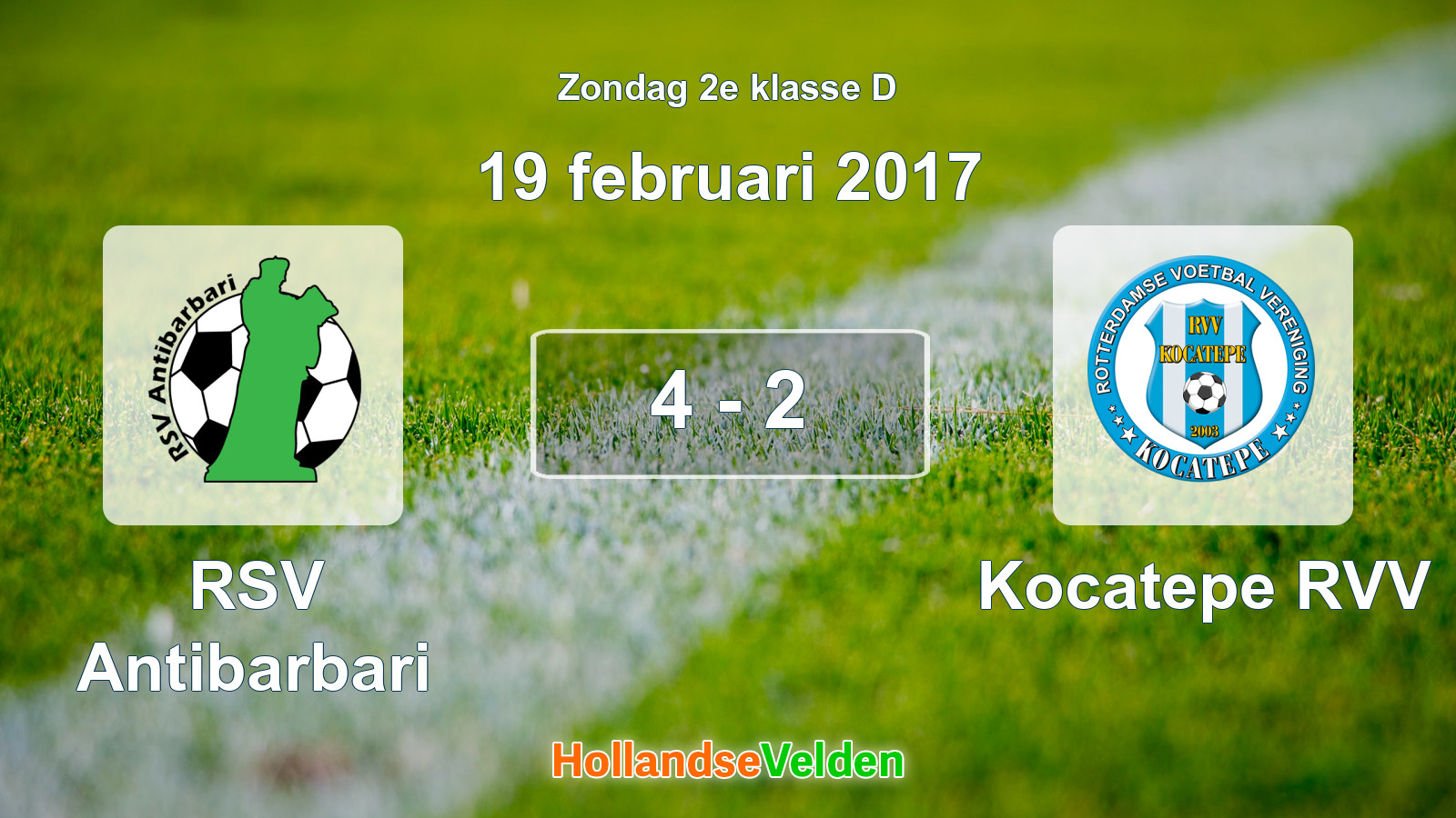 Gespeelde wedstrijd: RSV Antibarbari - Kocatepe RVV 4 - 2 (19 februari 2017)