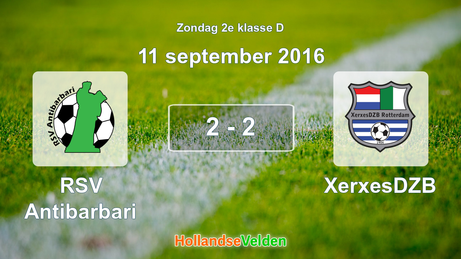 Gespeelde wedstrijd: RSV Antibarbari - XerxesDZB 2 - 2 (11 september 2016)