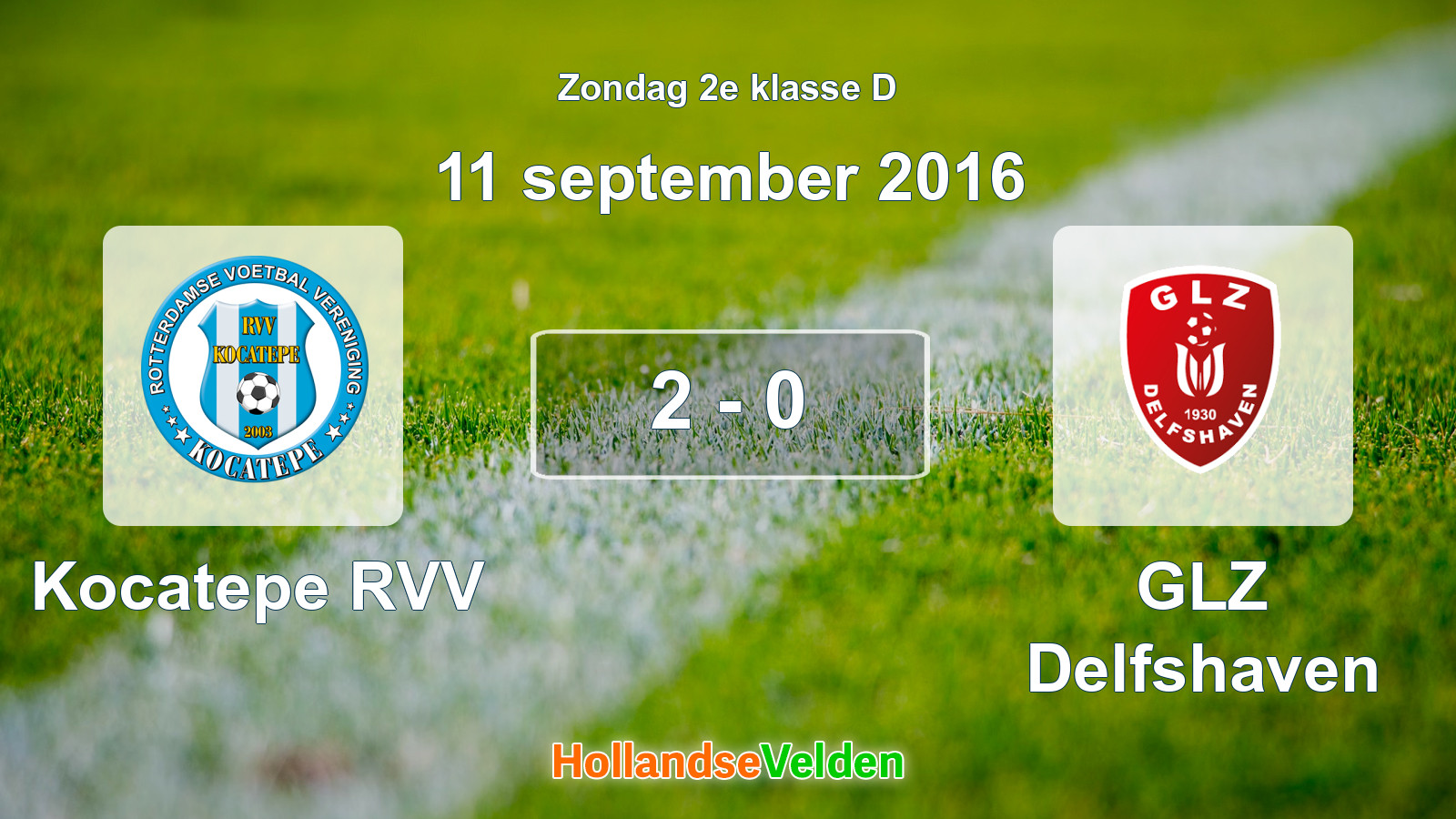 Gespeelde wedstrijd: Kocatepe RVV - GLZ Delfshaven 2 - 0 (11 september 2016)