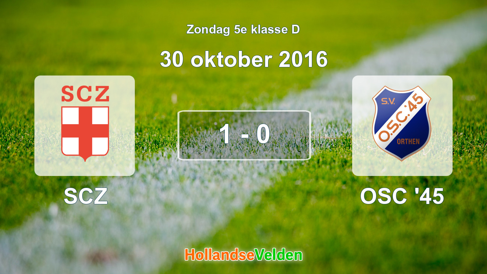 Gespeelde wedstrijd: SCZ - OSC '45 1 - 0 (30 oktober 2016)