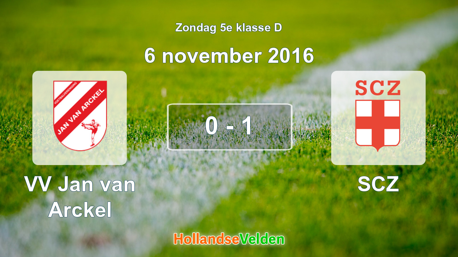 Gespeelde wedstrijd: VV Jan van Arckel - SCZ 0 - 1 (6 november 2016)