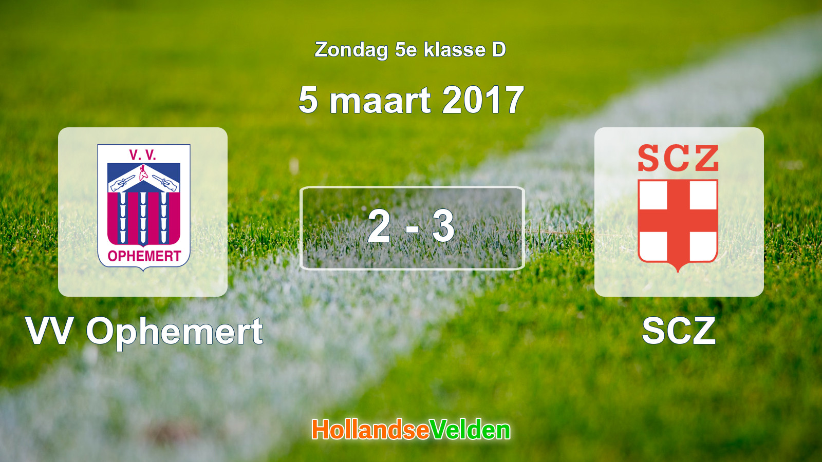 Gespeelde wedstrijd: VV Ophemert - SCZ 2 - 3 (5 maart 2017)