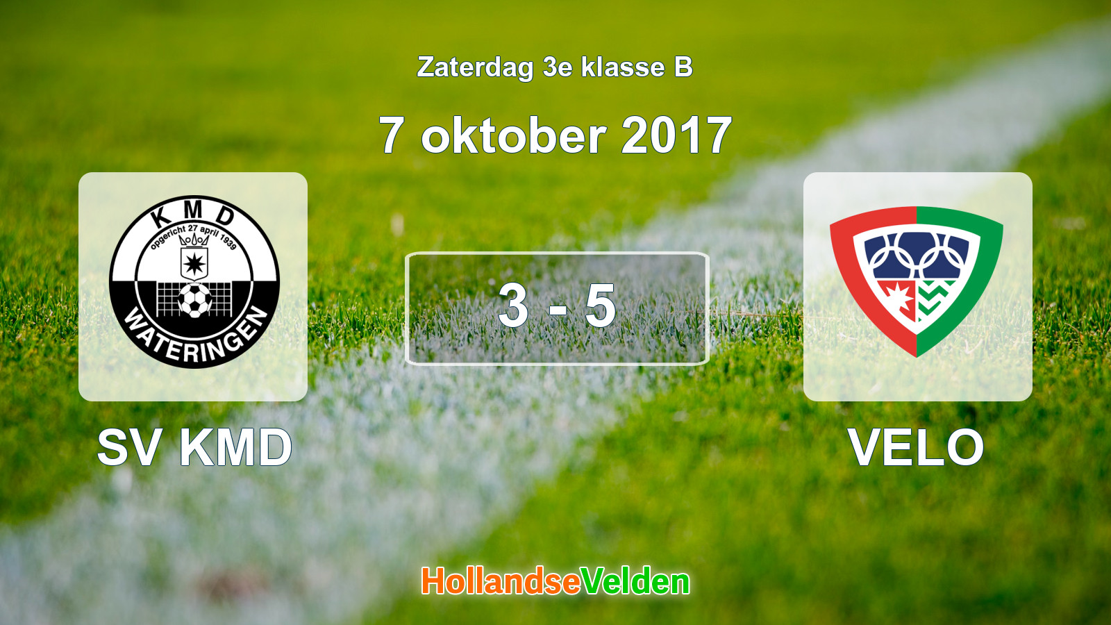 Gespeelde wedstrijd: SV KMD - VELO 3 - 5 (7 oktober 2017)
