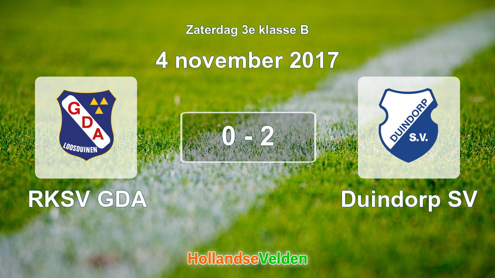 Gespeelde wedstrijd: RKSV GDA - Duindorp SV 0 - 2 (4 november 2017)