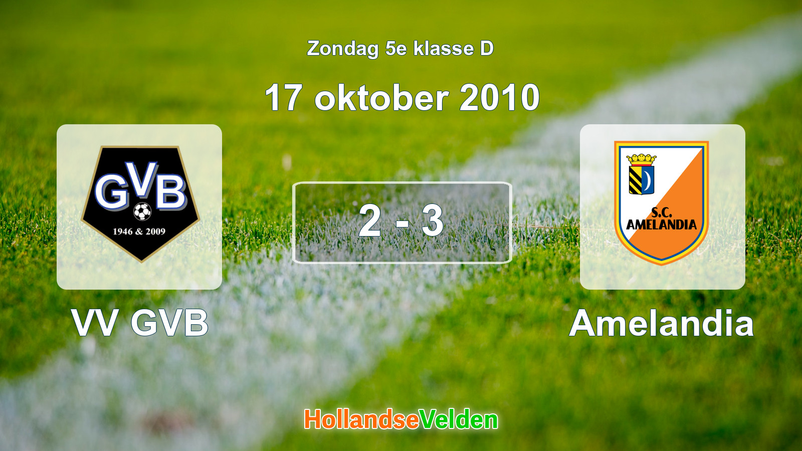 Gespeelde wedstrijd: VV GVB - Amelandia 2 - 3 (17 oktober 2010)