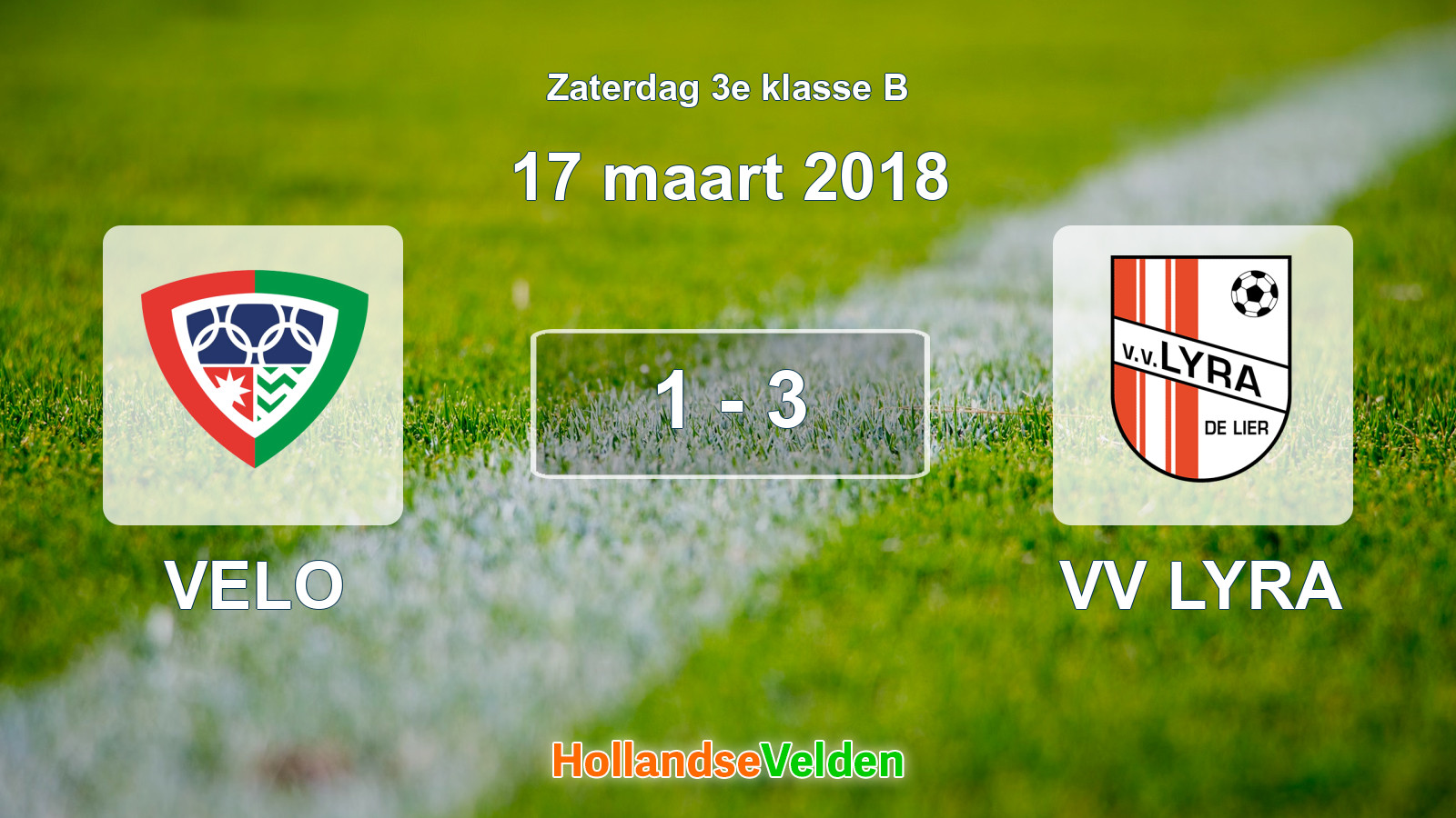 Gespeelde wedstrijd: VELO - VV LYRA 1 - 3 (17 maart 2018)