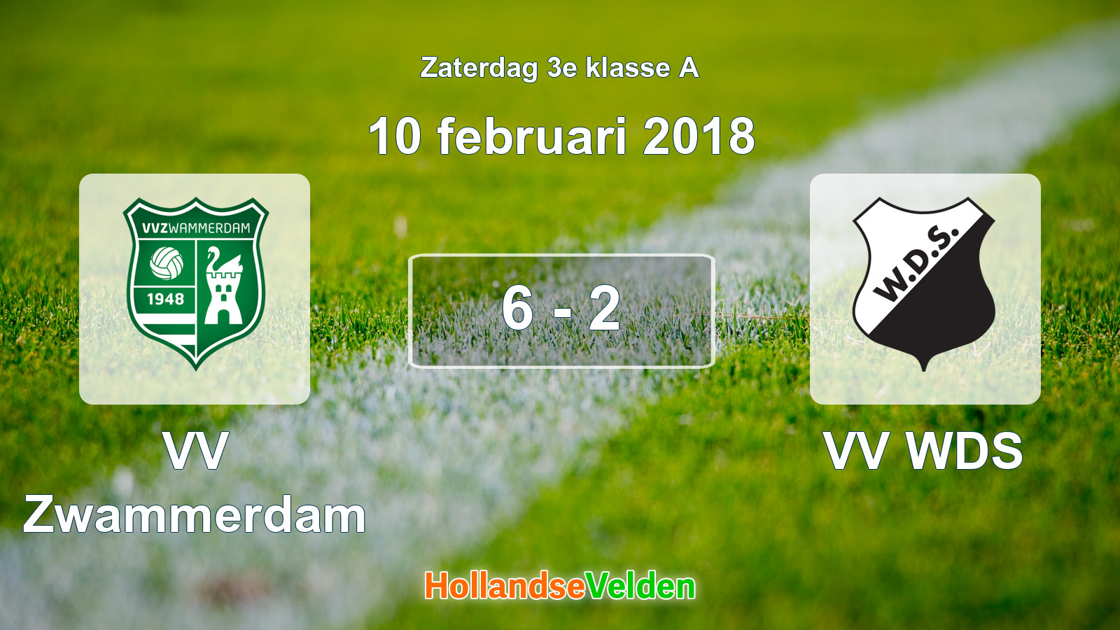 Gespeelde wedstrijd: VV Zwammerdam - VV WDS 6 - 2 (10 februari 2018)