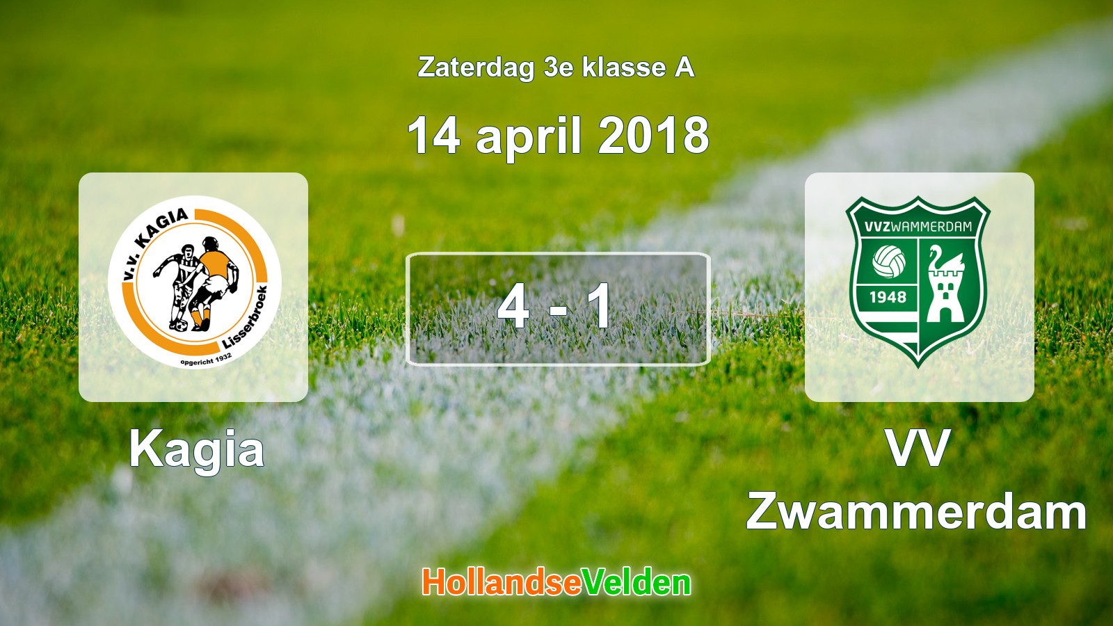 Gespeelde wedstrijd: Kagia - VV Zwammerdam 4 - 1 (14 april 2018)