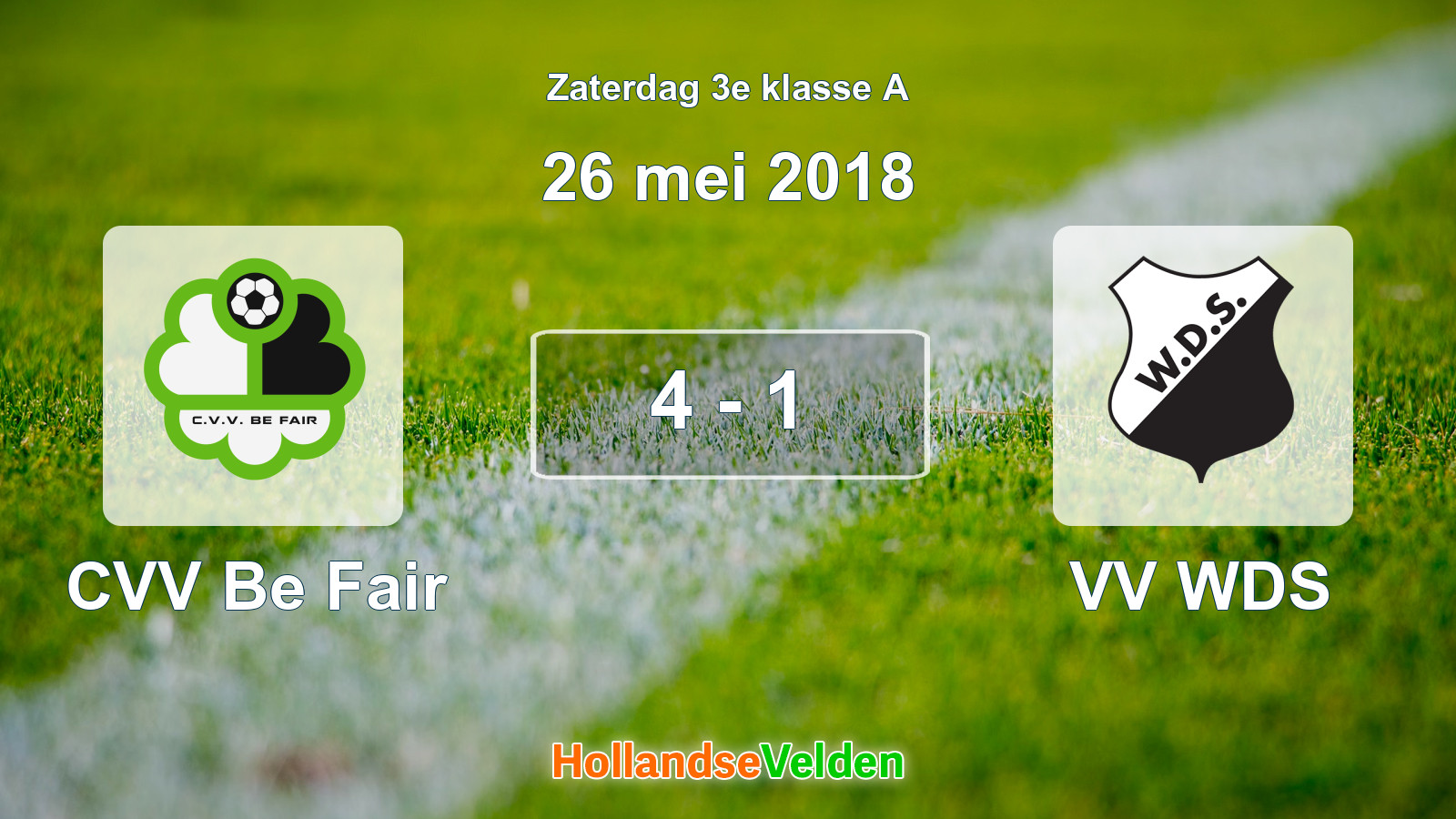 Gespeelde wedstrijd: CVV Be Fair - VV WDS 4 - 1 (26 mei 2018)