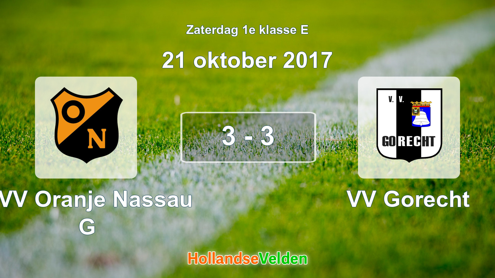 Gespeelde wedstrijd: CVV Oranje Nassau G - VV Gorecht 3 - 3 (21 oktober 2017)