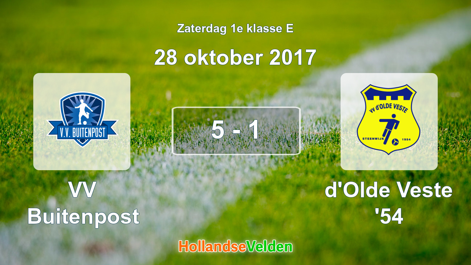 Gespeelde wedstrijd: VV Buitenpost - d'Olde Veste '54 5 - 1 (28 oktober 2017)