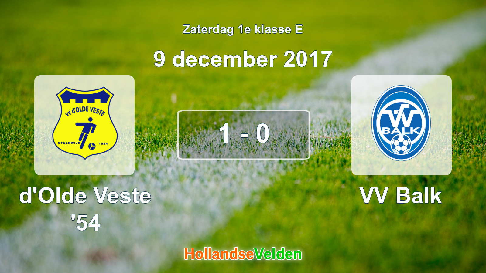 Gespeelde wedstrijd: d'Olde Veste '54 - VV Balk 1 - 0 (9 december 2017)