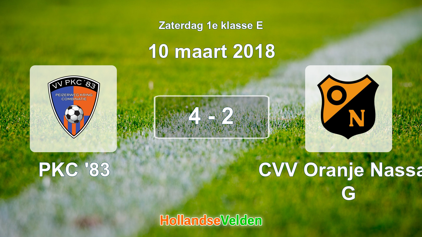 Gespeelde wedstrijd: PKC '83 - CVV Oranje Nassau G 4 - 2 (10 maart 2018)