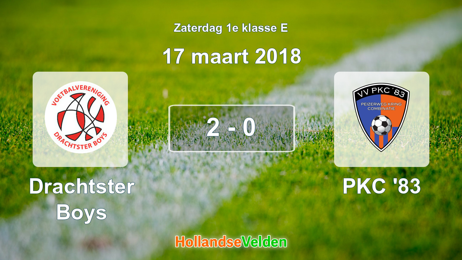 Gespeelde wedstrijd: Drachtster Boys - PKC '83 2 - 0 (17 maart 2018)