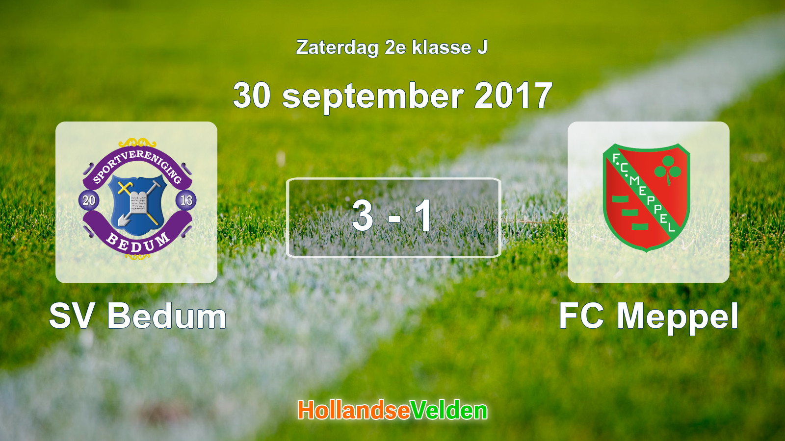 Gespeelde wedstrijd: SV Bedum - FC Meppel 3 - 1 (30 september 2017)