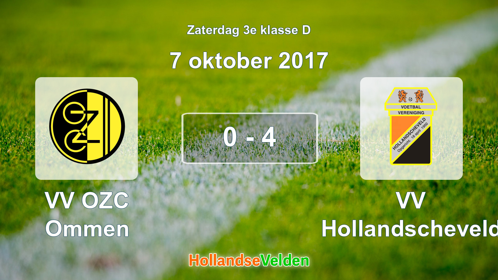Gespeelde wedstrijd: VV OZC Ommen - VV Hollandscheveld 0 - 4 (7 oktober 2017)