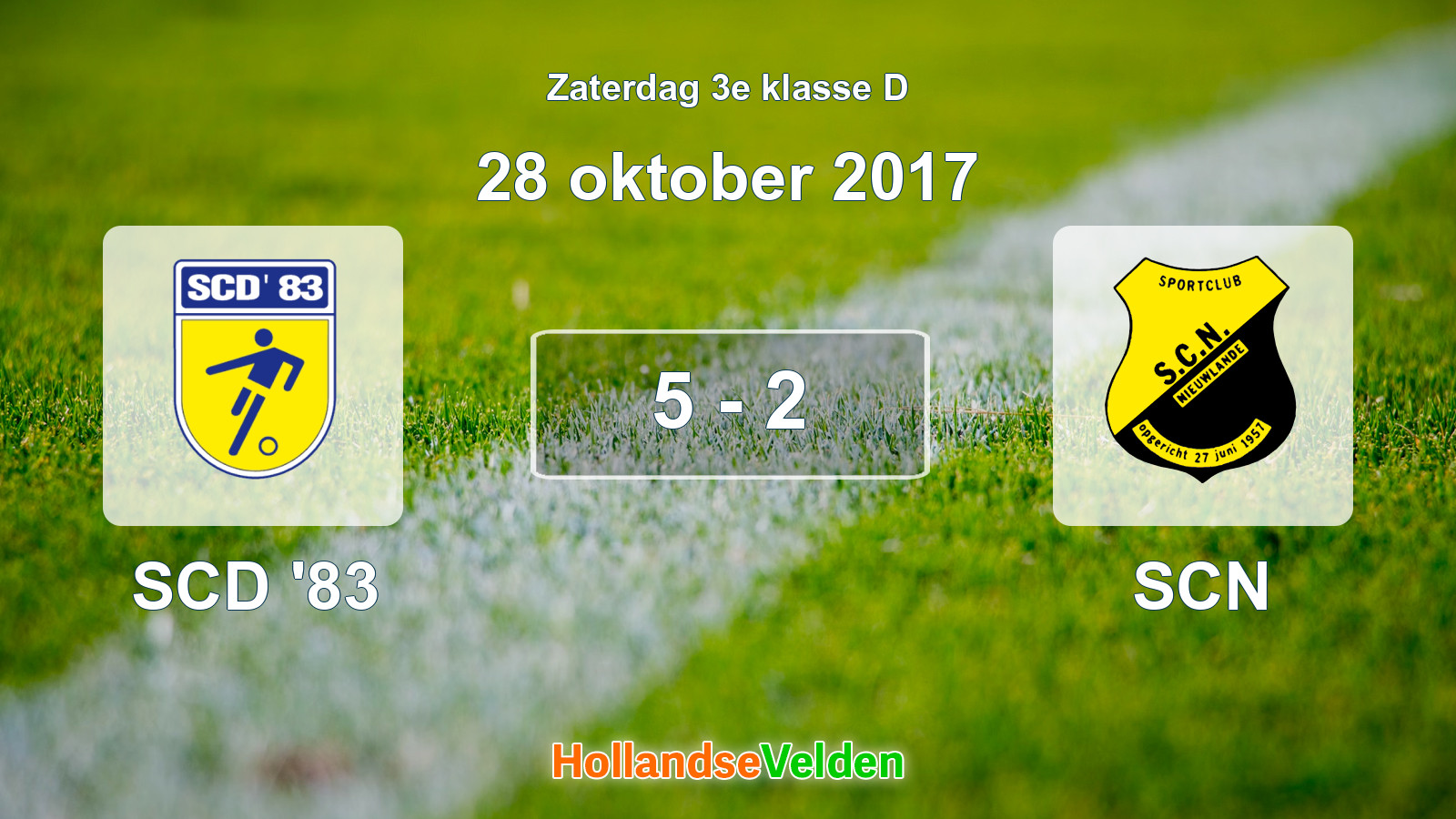 Gespeelde wedstrijd: SCD '83 - SCN 5 - 2 (28 oktober 2017)