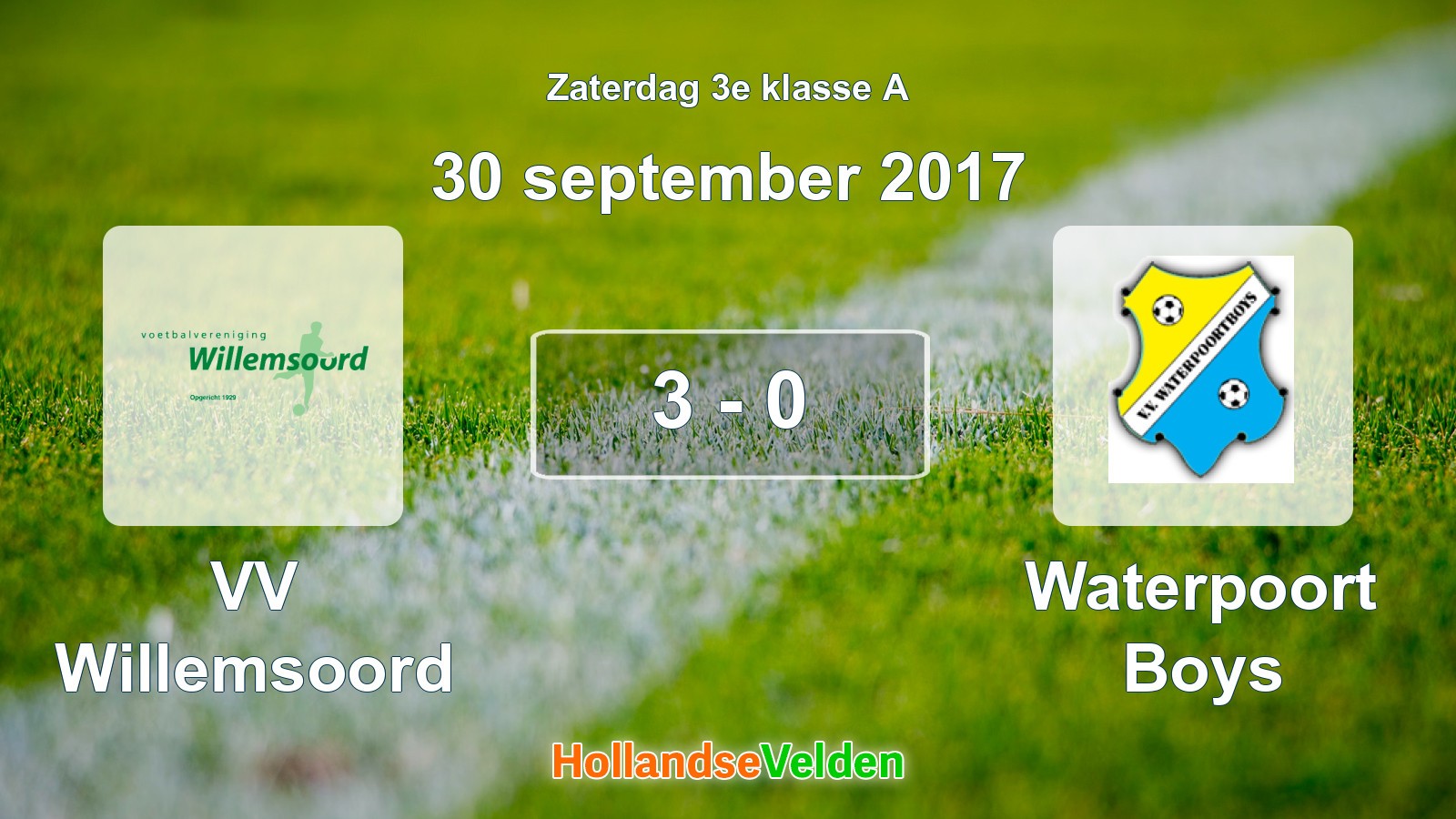 Gespeelde wedstrijd: VV Willemsoord - Waterpoort Boys 3 - 0 (30 september 2017)