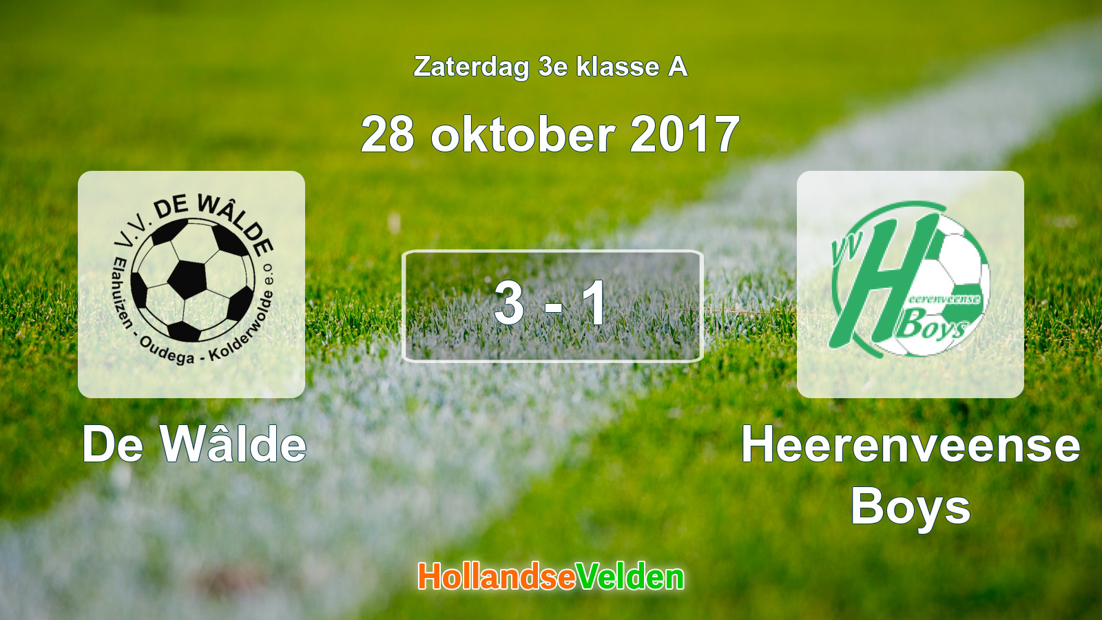 Gespeelde wedstrijd: De Wâlde - Heerenveense Boys 3 - 1 (28 oktober 2017)