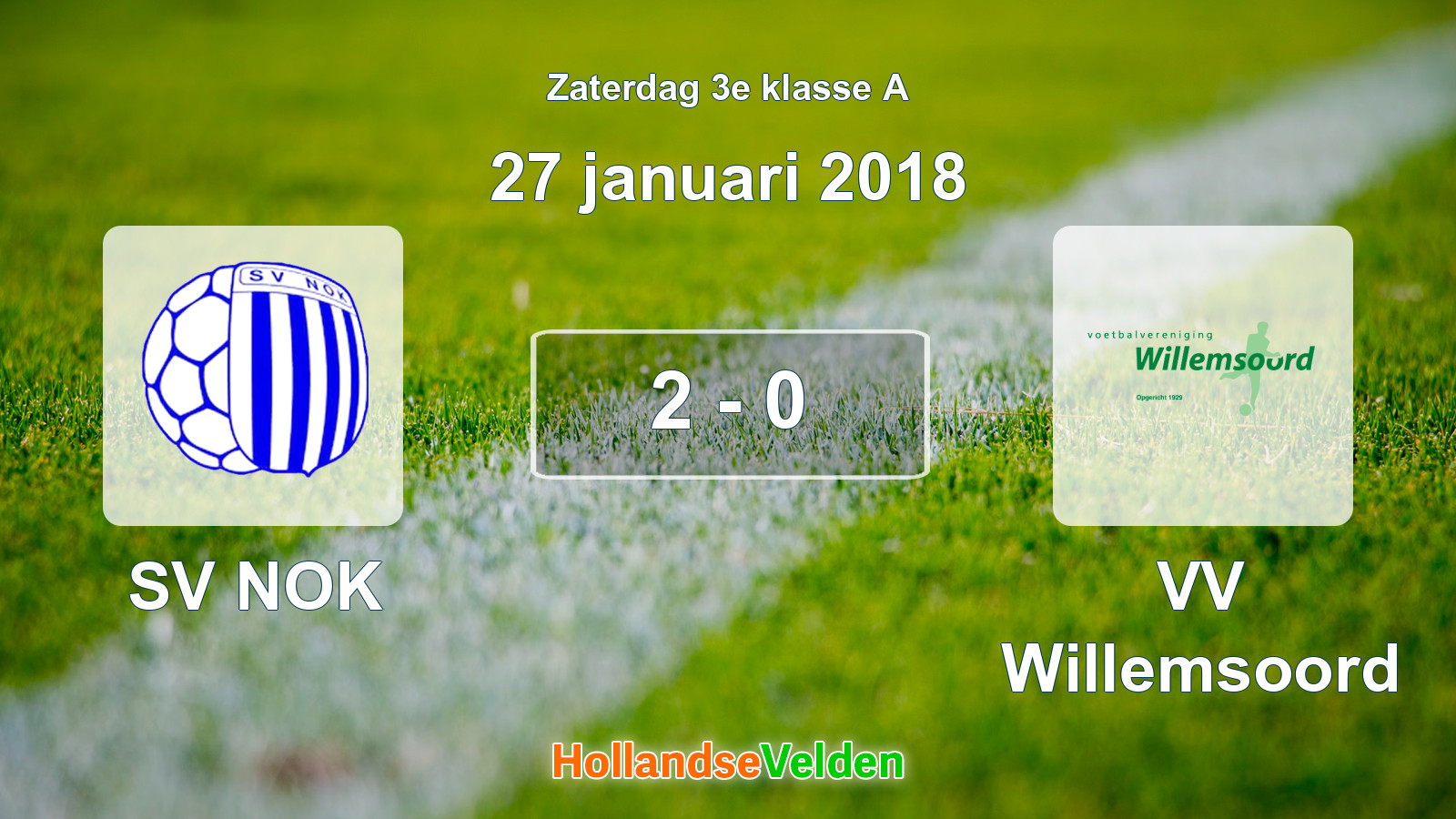 Gespeelde wedstrijd: SV NOK - VV Willemsoord 2 - 0 (27 januari 2018)