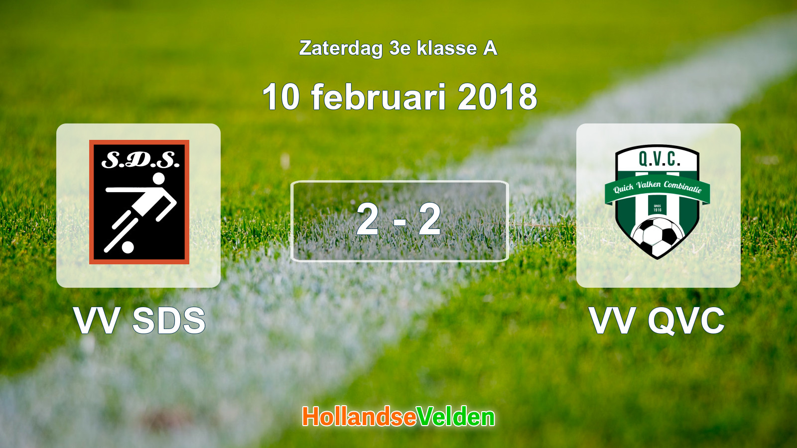 Gespeelde wedstrijd: VV SDS - VV QVC 2 - 2 (10 februari 2018)