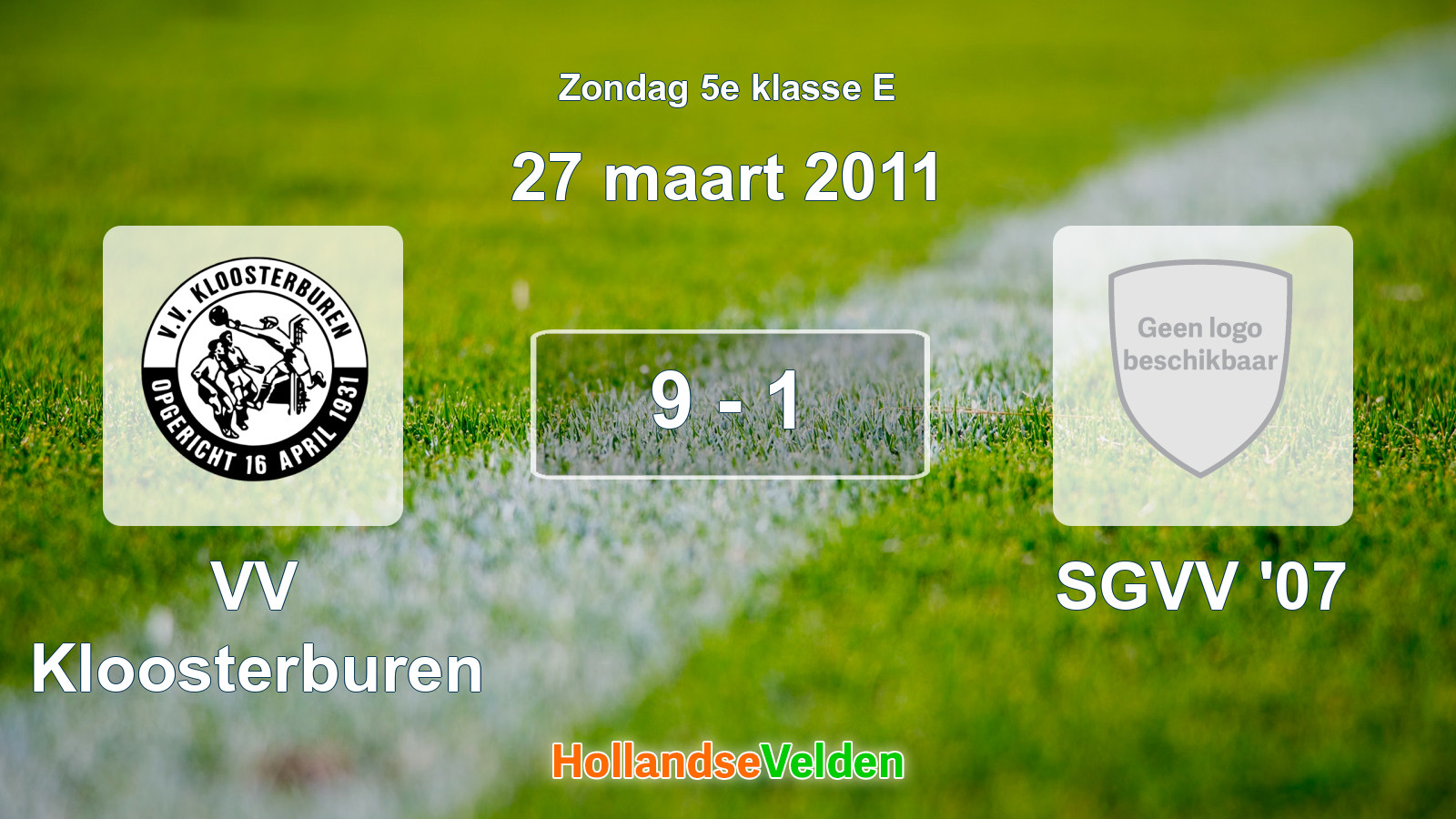 Gespeelde wedstrijd: VV Kloosterburen - SGVV '07 9 - 1 (27 maart 2011)