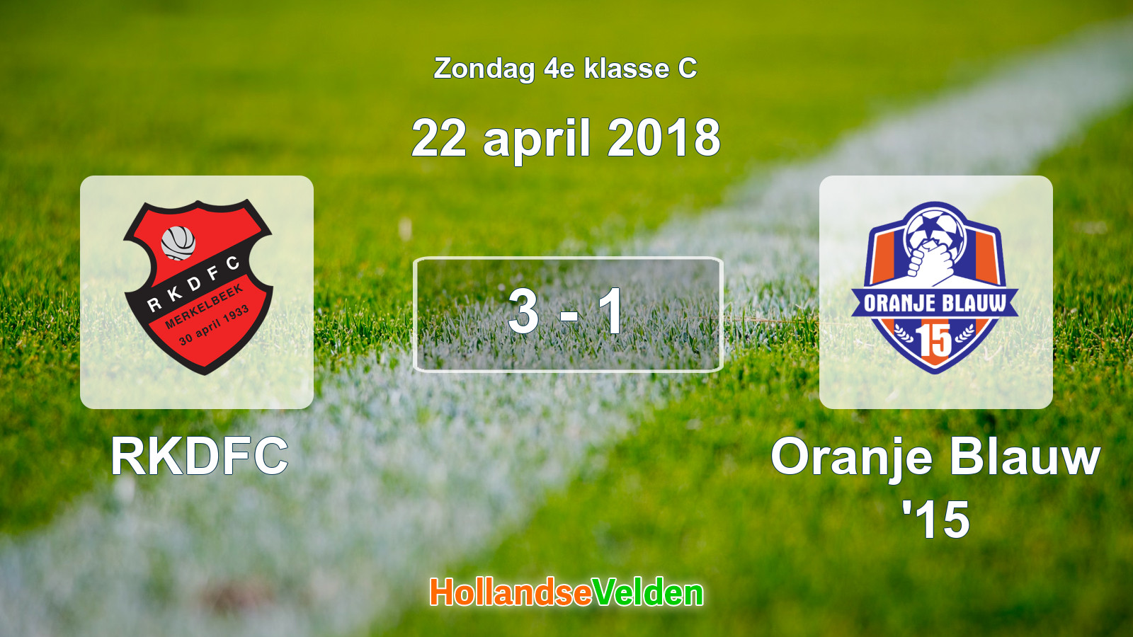 Gespeelde wedstrijd: RKDFC - Oranje Blauw '15 3 - 1 (22 april 2018)